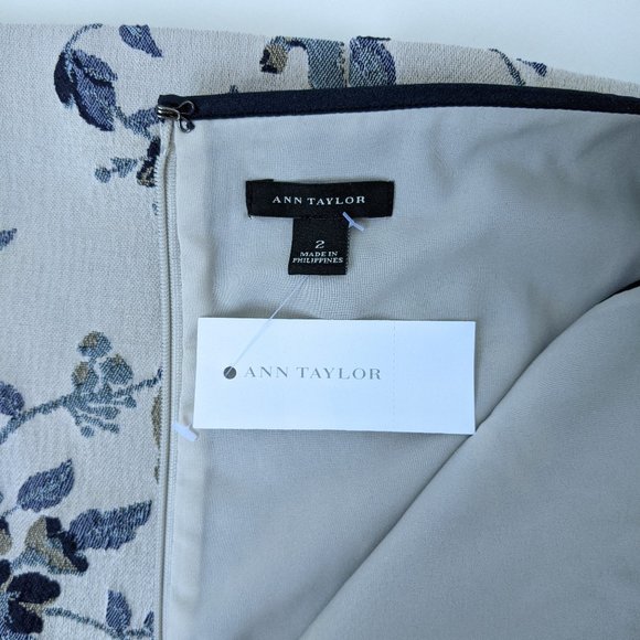 Ann Taylor Silver and Blue Embroidered Sheath - Picture 7 of 11